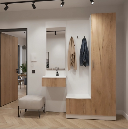 Набор мебели для прихожей "Марсель-105" МР 01-105 В2160 Ш1500 Г420 (ЛДСП Дуб крафт золотой)